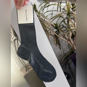 Marie La Rosa ribbed laminated insulated socks made with fine silk yarn.